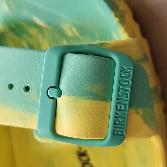 Birkenstock Womens Arizons Tye-dye Yellow/Green Sandals Size 9 Preowned - Picture 4 of 10